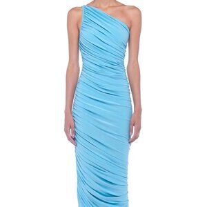 Norma Kamali Diana One-Shoulder Ruched Gown – Powder Blue (XS)